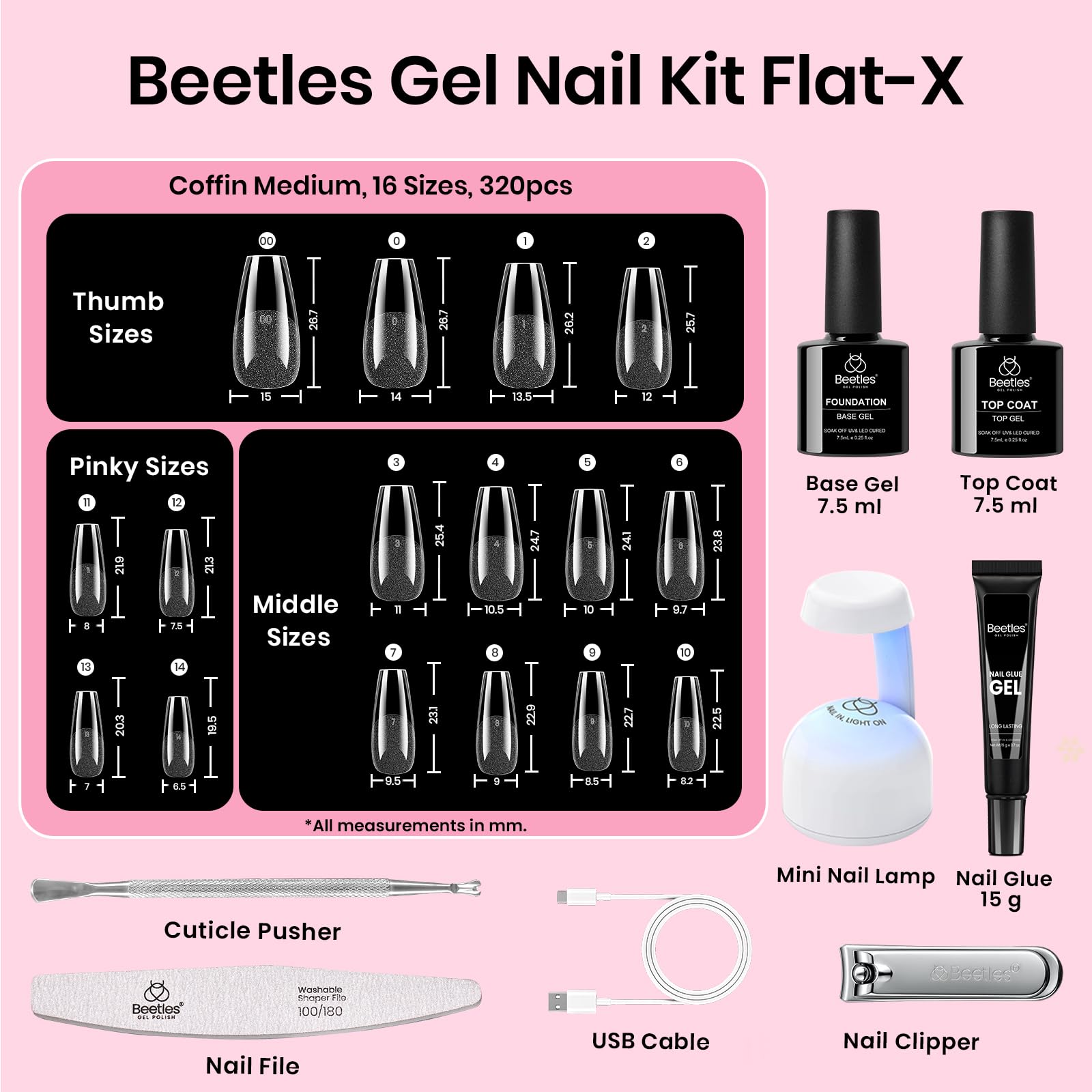 Beetles nail tools include clipper, file, and cuticle pusher