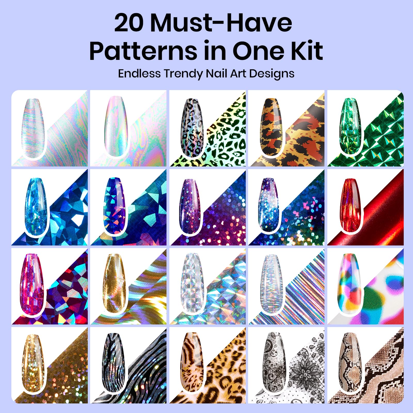 Beetles Nail Foil Art Kit includes 30ml glue gel for durable transfers.