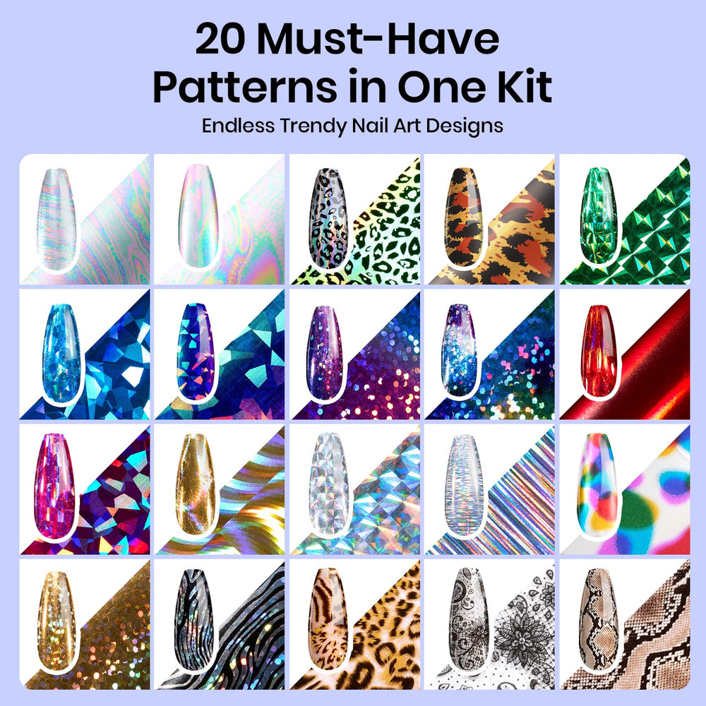 Beetles Nail Foil Art Kit includes 30ml glue gel for durable transfers.