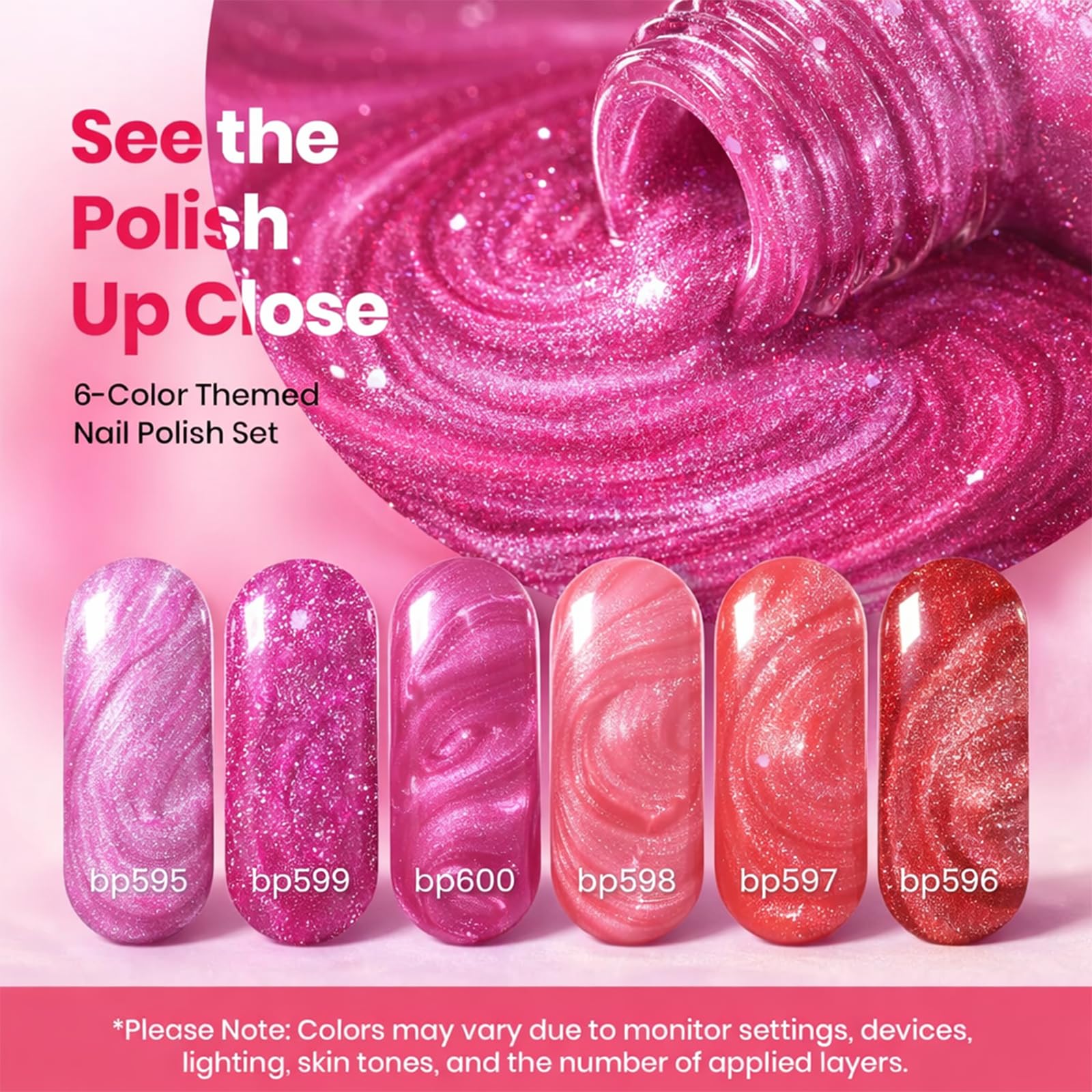 Beetles Long-Lasting Shine nails with glittery pearl finish.