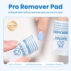 Beetles remover pad applied on nails showing quick removal of polish.