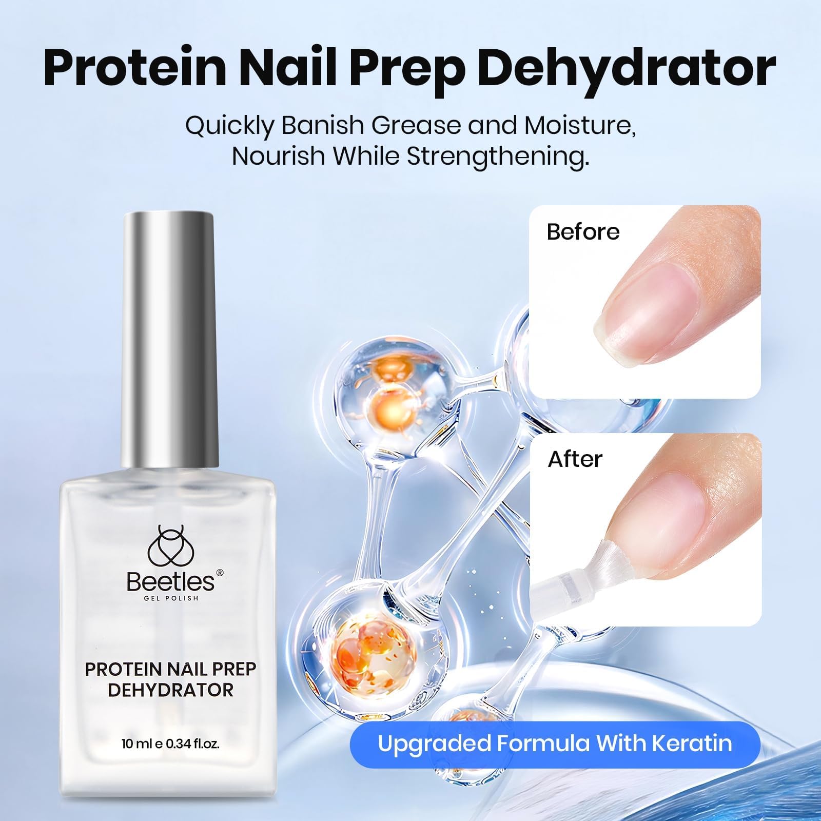 Beetles nail prep application scene demonstrating oil and moisture removal