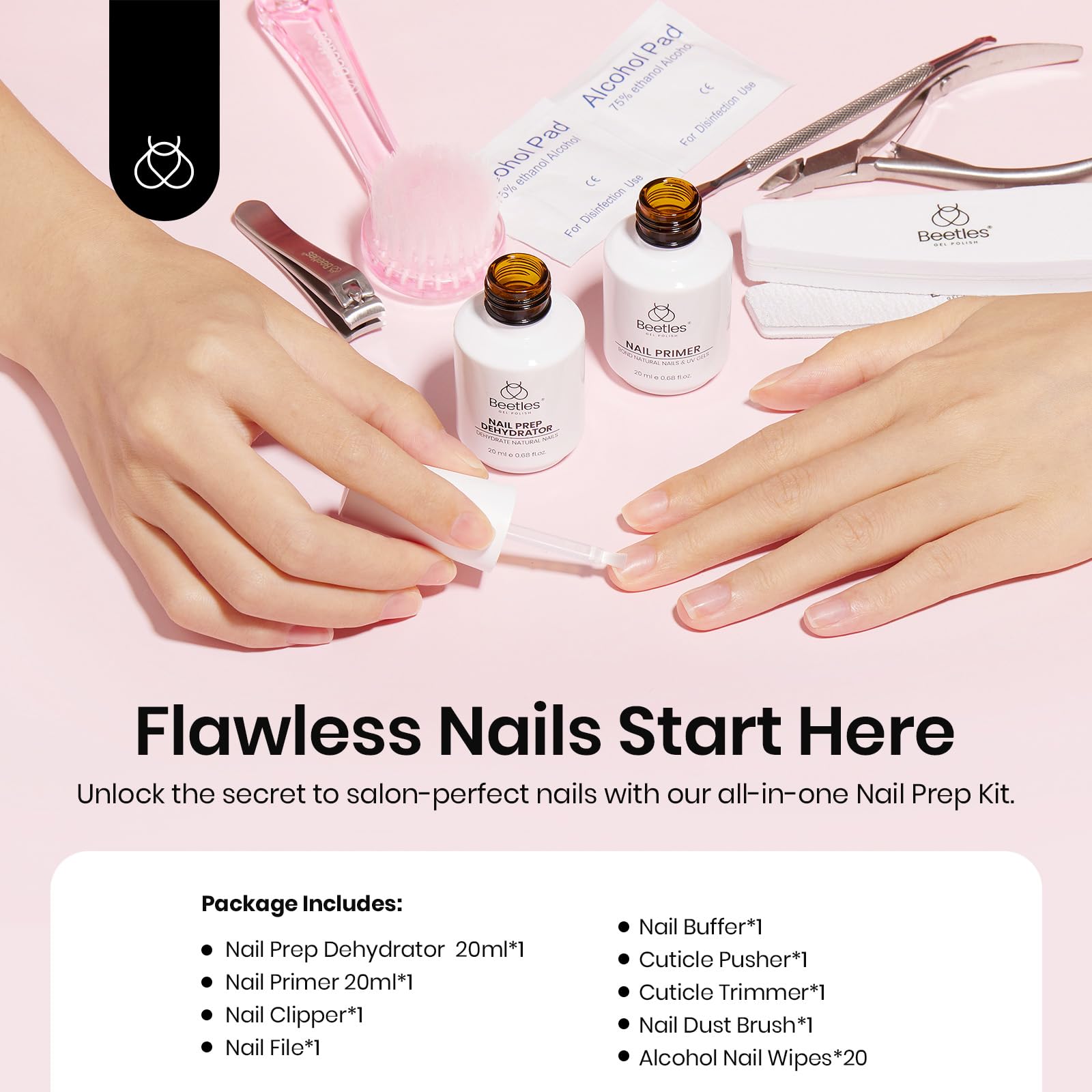 Beetles Nail Prep Kit Primer prepares nails for long-lasting gel color.
