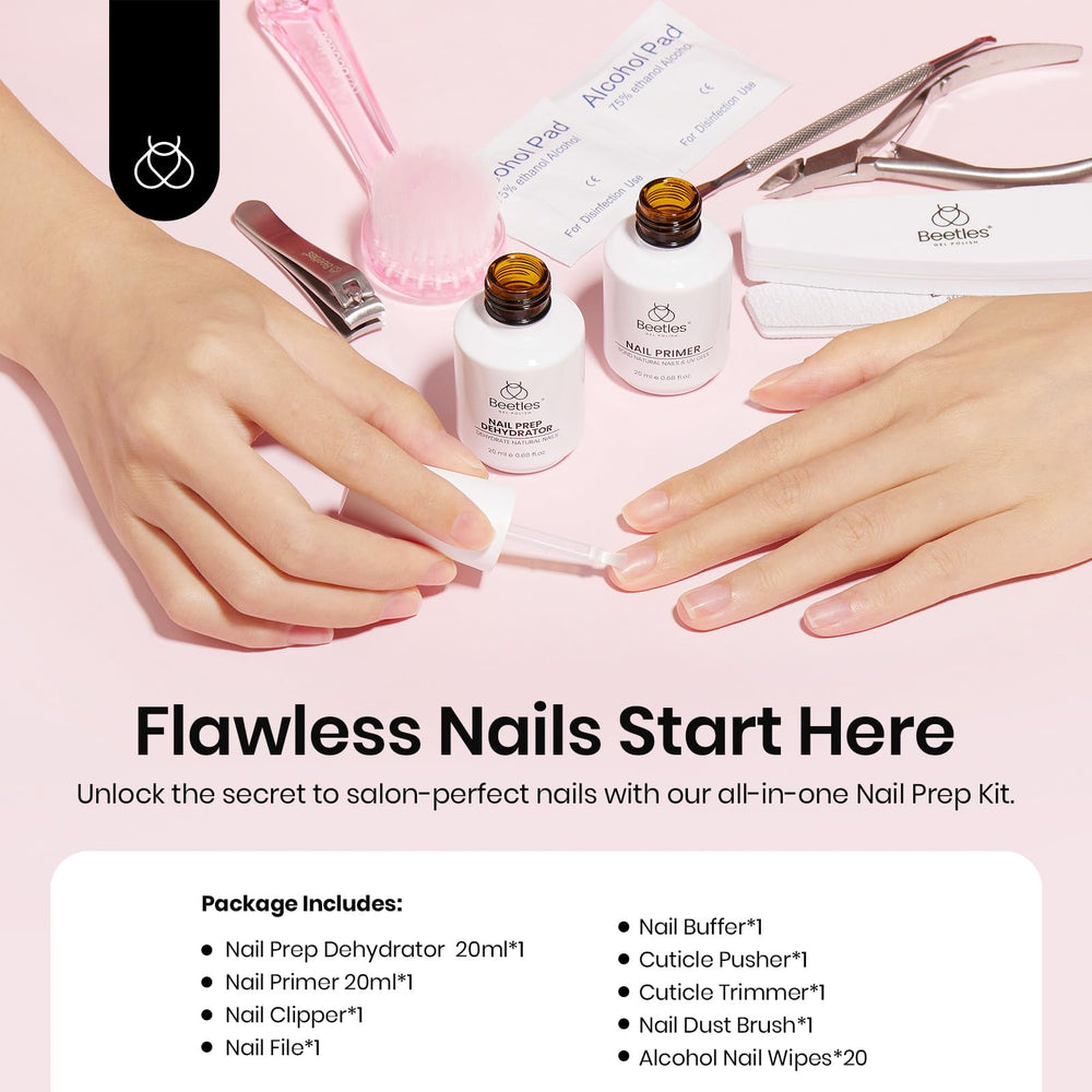 Beetles Nail Prep Kit Primer prepares nails for long-lasting gel color.