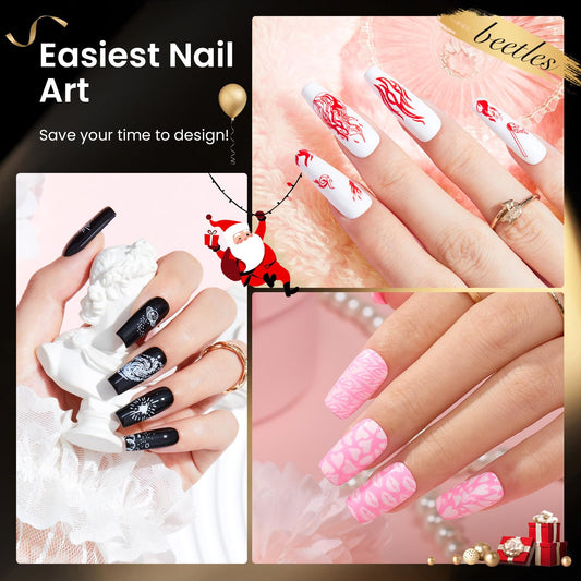 Beetles Nail Stamp Gel colors palette with eight shades for versatile art