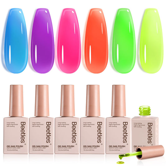 Beetles Neon Gel Nail Polish Pink offers vibrant translucent glow for summer nails
