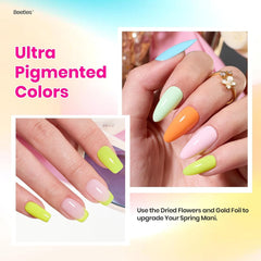 Beetles neon and pastel color palette display for versatile nail art ideas.