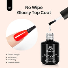 Beetles No Wipe Top Coat 15ml bottle for a tack-free shine.