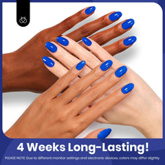 Beetles Noble Night swatch on nails shows deep royal blue color.