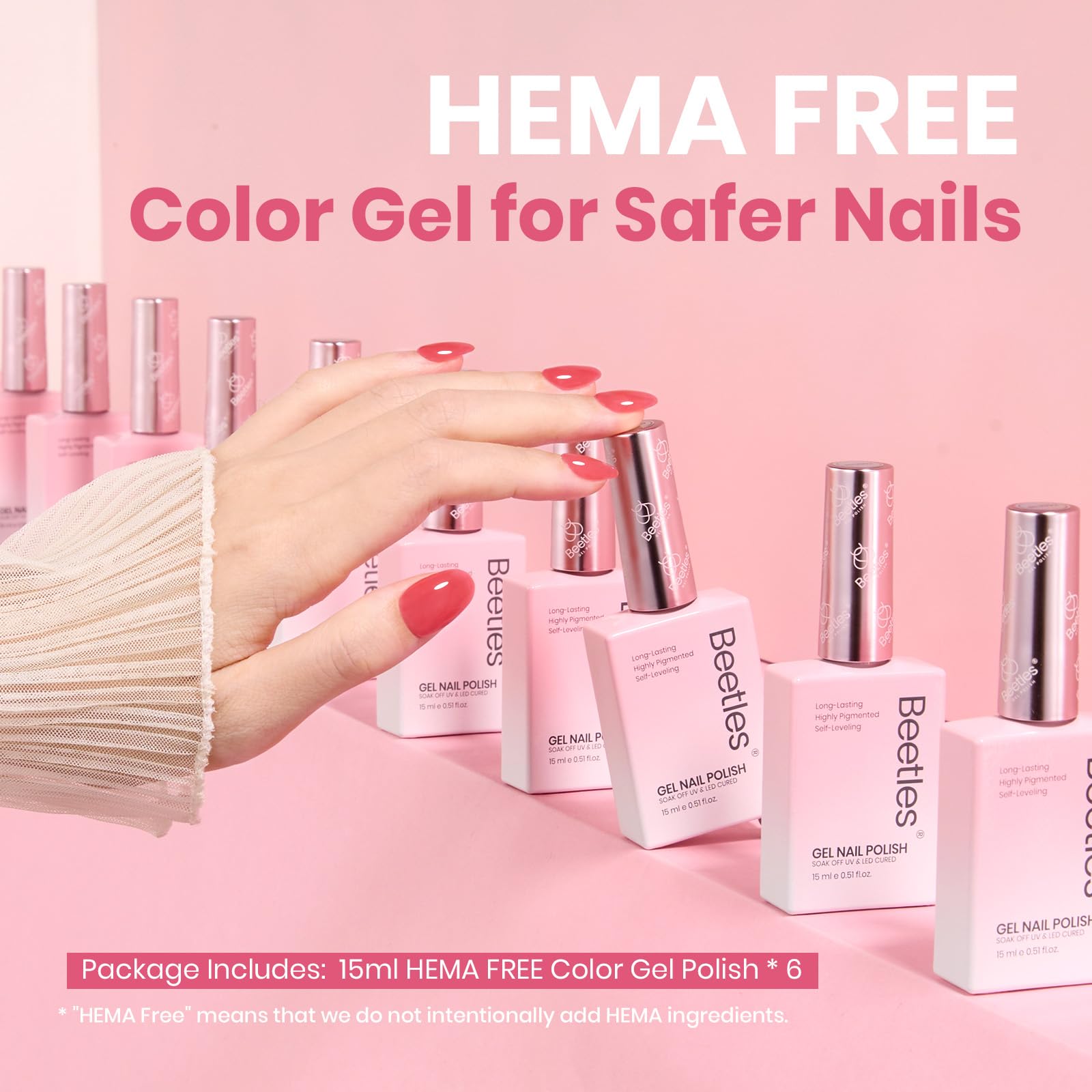 Beetles Nude Gel Nail Polish close-up with brush reveals a sheer jelly finish.
