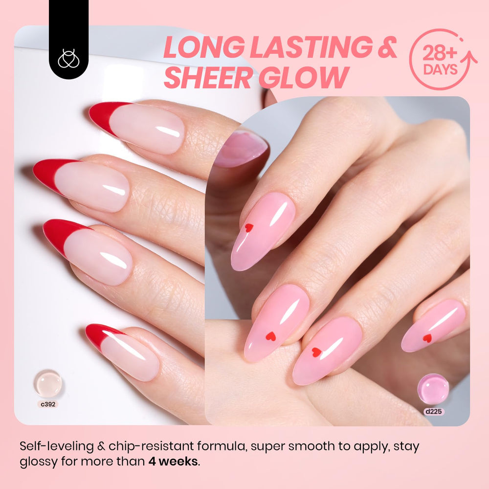 Beetles Nude Gel Polish Set color-03 peach jelly bottle close-up for natural nude nails.