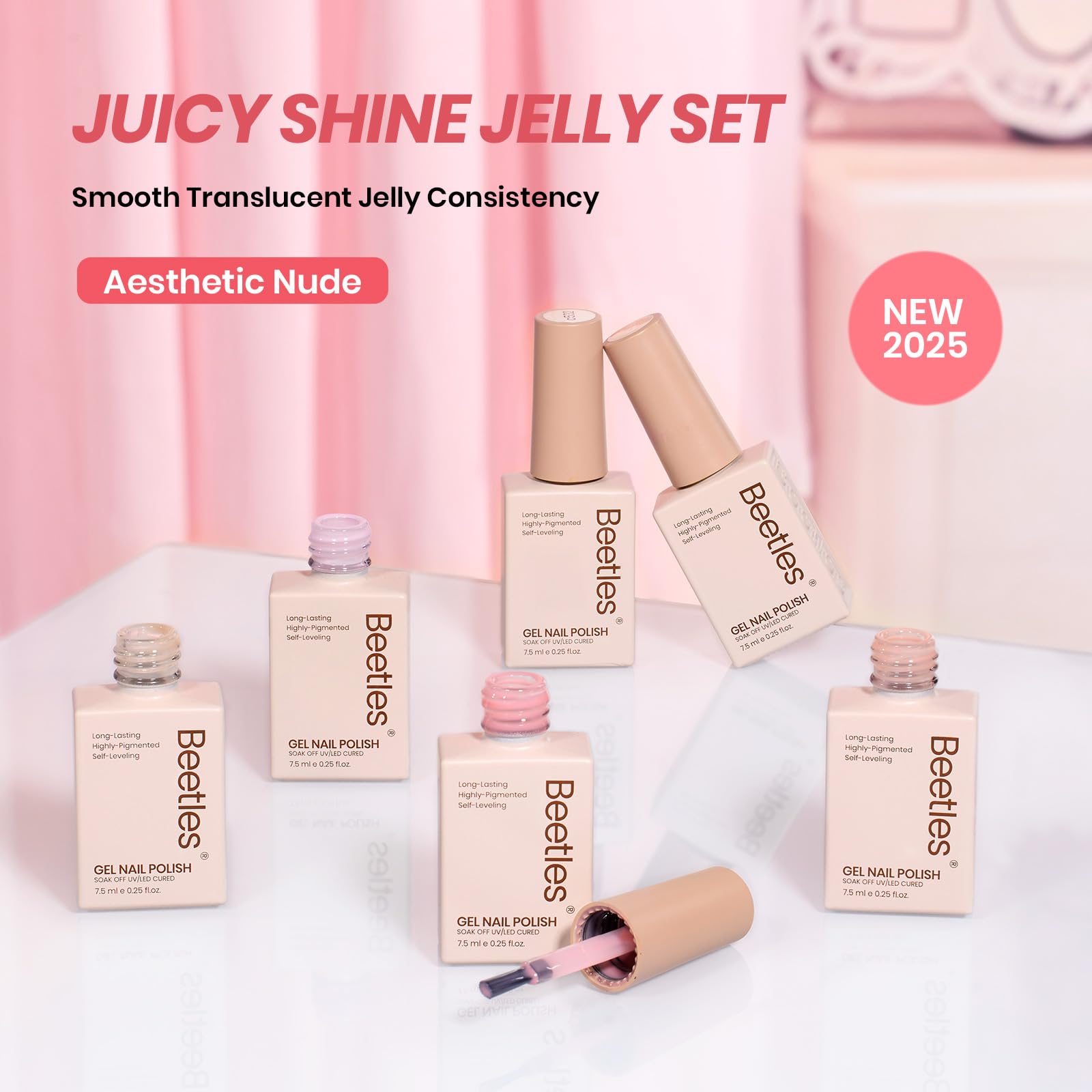 Beetles Nude Gel Polish Set packaging close-up for gifting or travel.