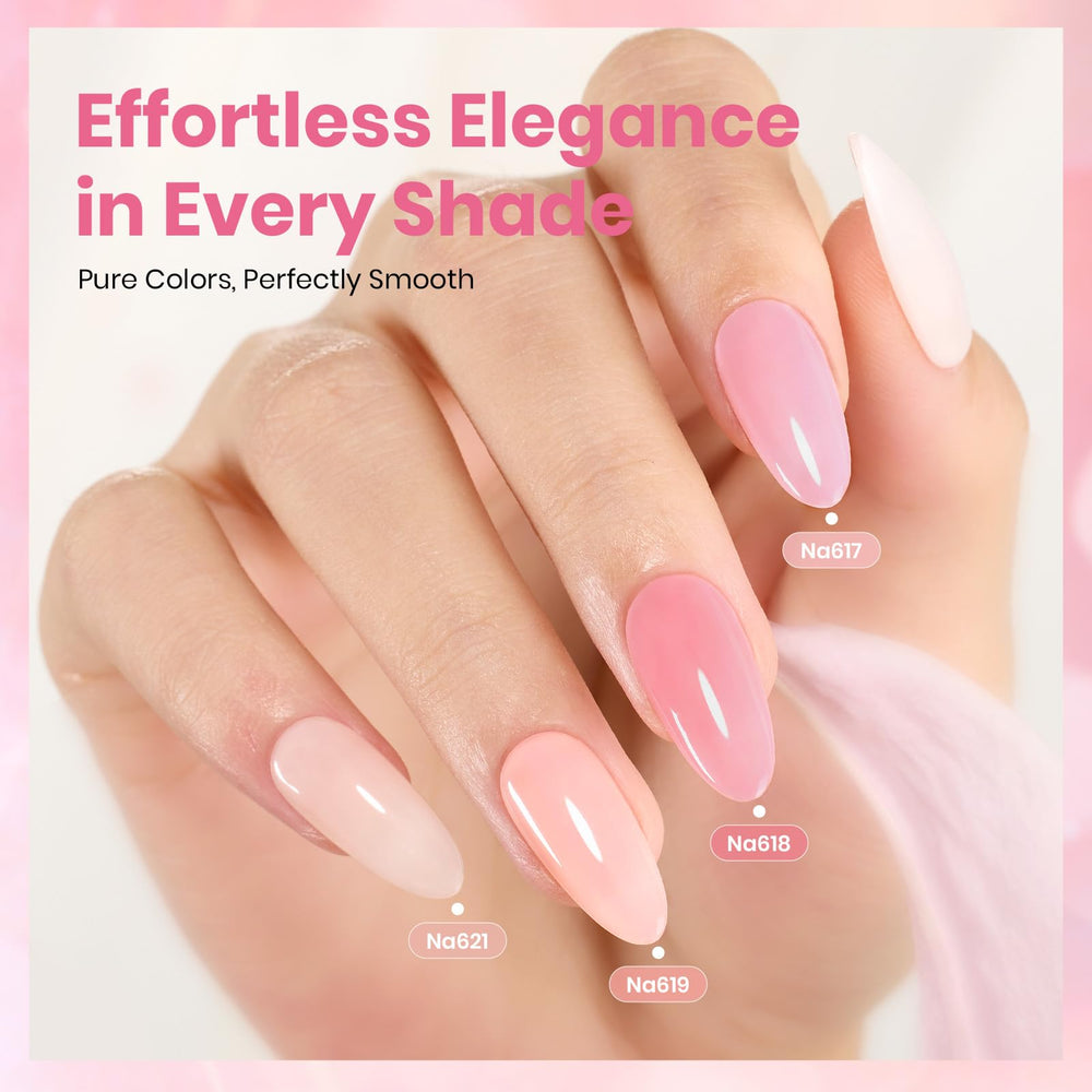 Beetles Nude Pink Gel Polish Na618 swatch with sheer, buildable coverage