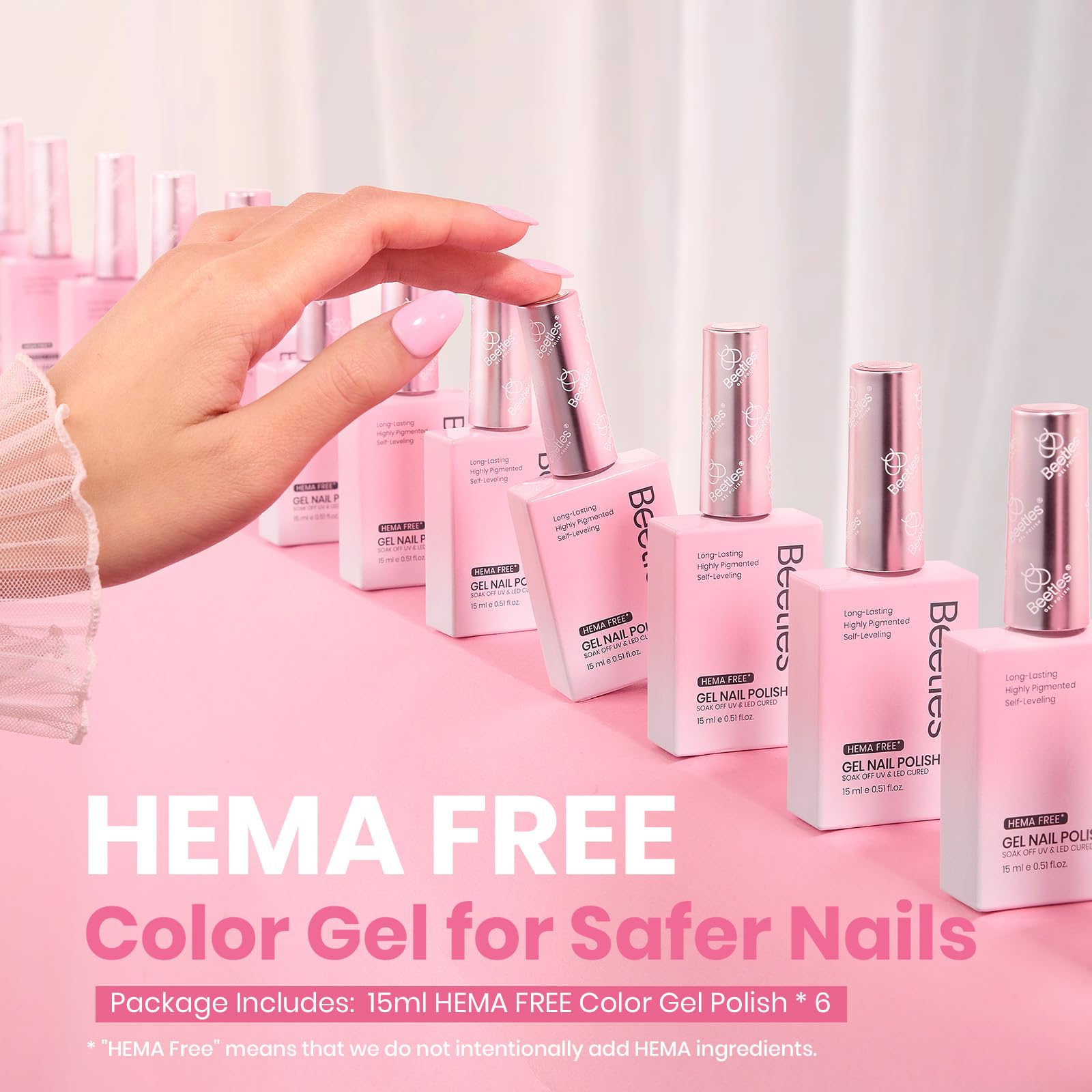Beetles Nude Pink Gel Polish Na619 swatch for soft blush tones