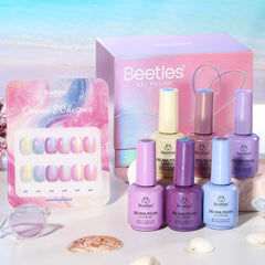 Beetles Ocean Whisper Collection packaging with six-color gel set for versatile manicures.