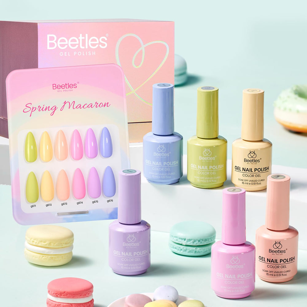 Beetles Pastel Gel Polish Set milk pink bottle showcases soft charm for delicate nails.