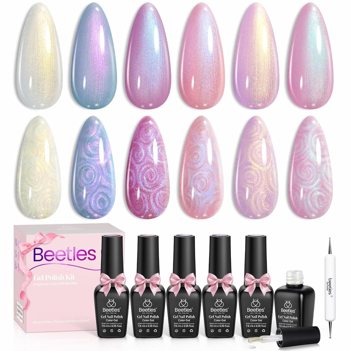 Beetles Pearl Gel Nail Polish with mermaid design for radiant manicure