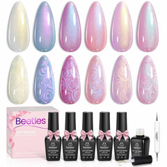 Beetles Pearl Gel Nail Polish with mermaid design for radiant manicure