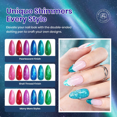 Beetles Pearl Gel Polish blue swirl for shimmering nails.
