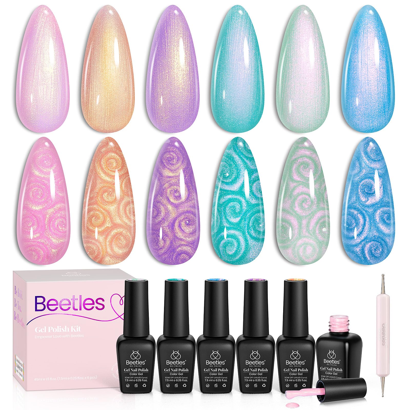Beetles Pearl Gel Polish Dreamy Carousel collection shown for salon-quality nails.