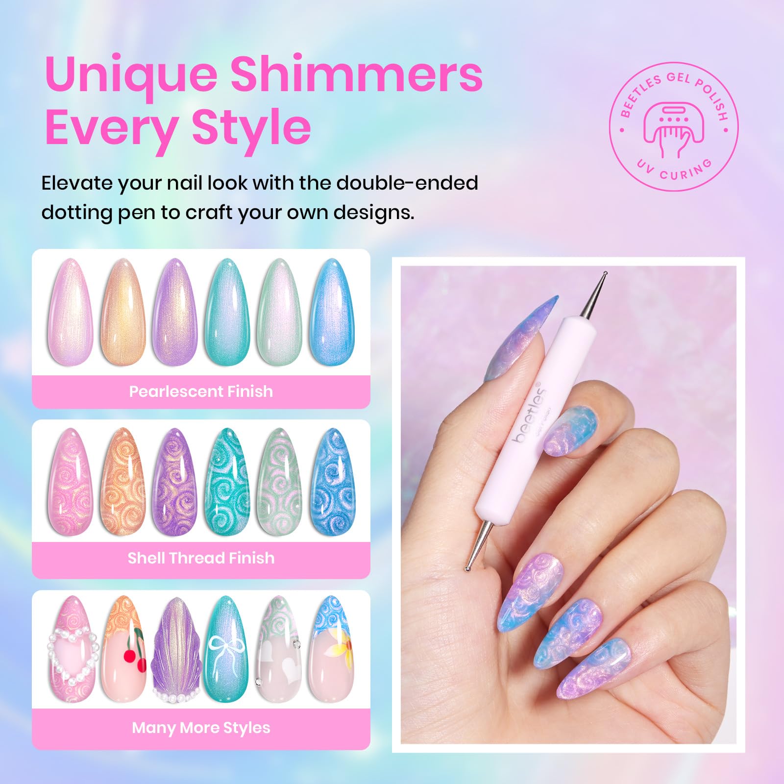 Beetles Pearl Gel Polish glitter swirl f637 for dazzling manicure accents.