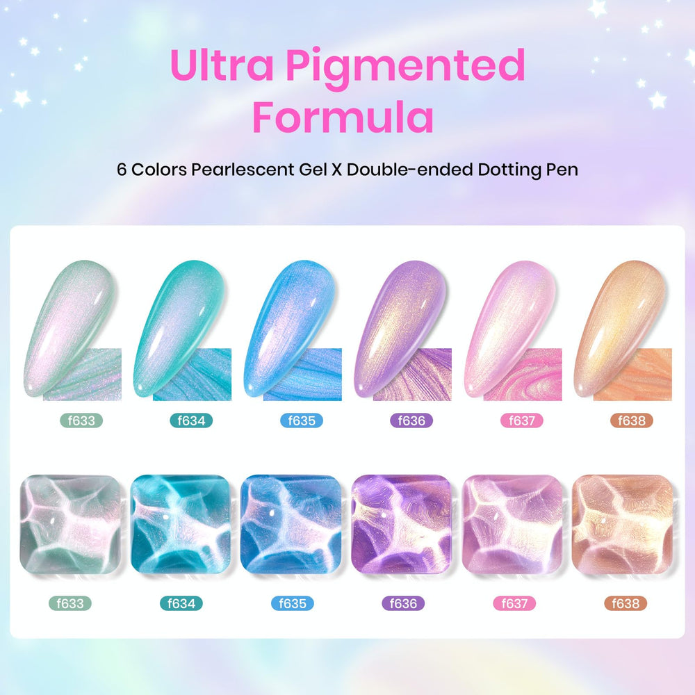 Beetles Pearl Gel Polish swirl design f633 for shimmering nail art effects.