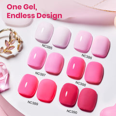 LED curing scene with Beetles Pink Escape gel polish in a soft pink shade.