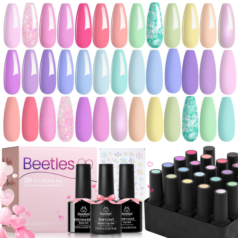 Beetles pink gel nail polish set with 20 colors for vibrant manicures