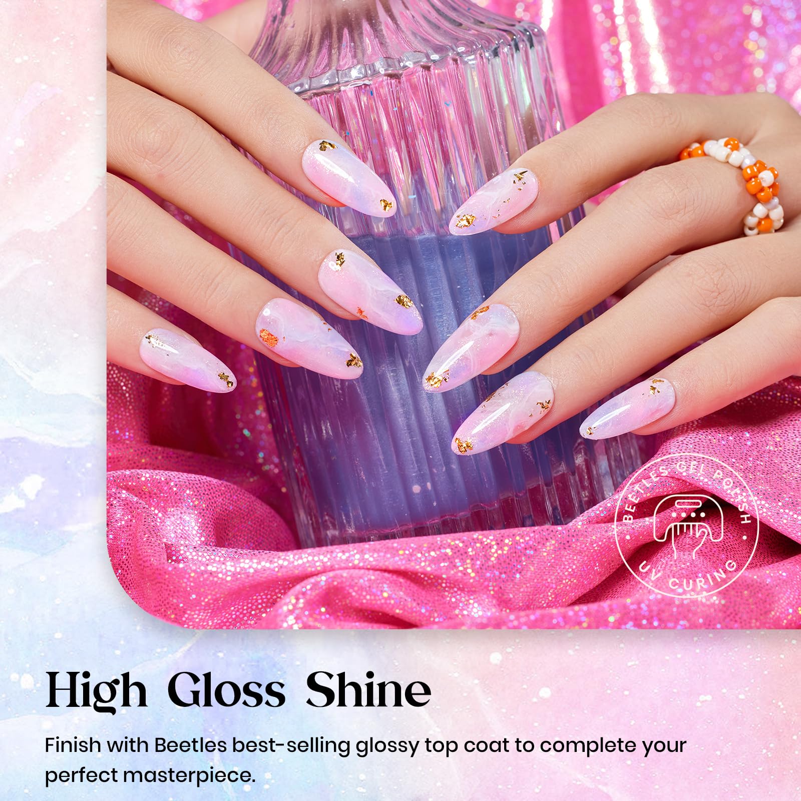 Beetles pink pastel gel polish bottle for soft, elegant nails.