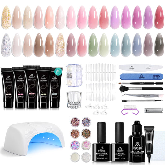 Beetles poly extension gel kit with 30 colors for easy at-home manicures