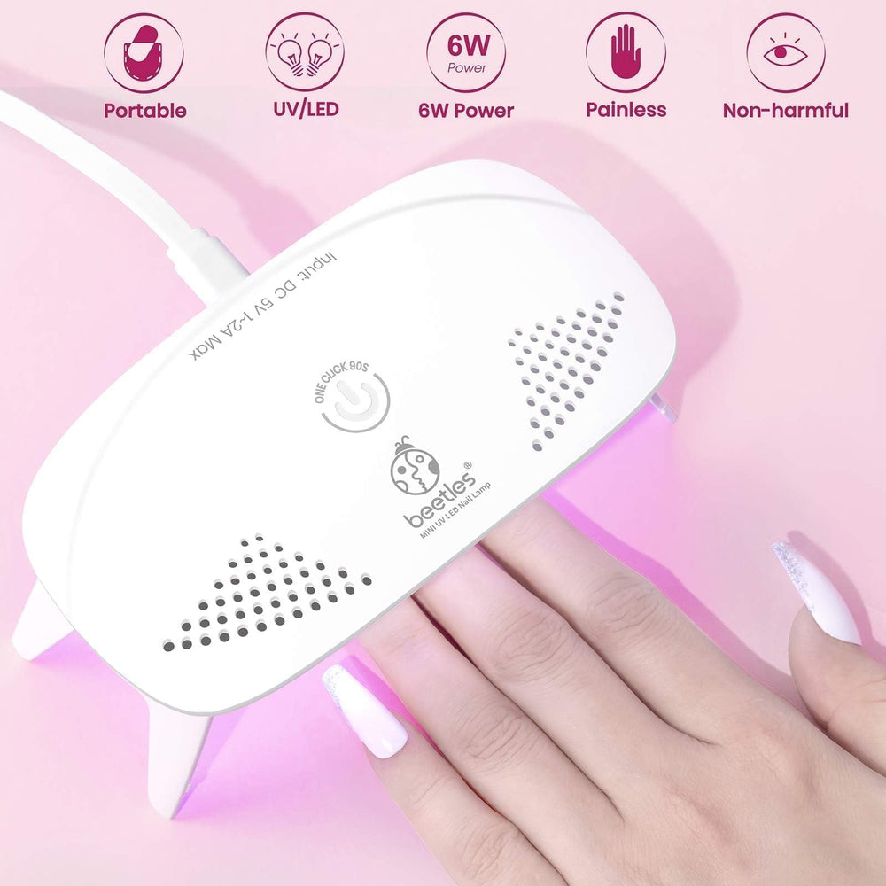 Beetles portable nail lamp with USB power for easy setup at home or salon.