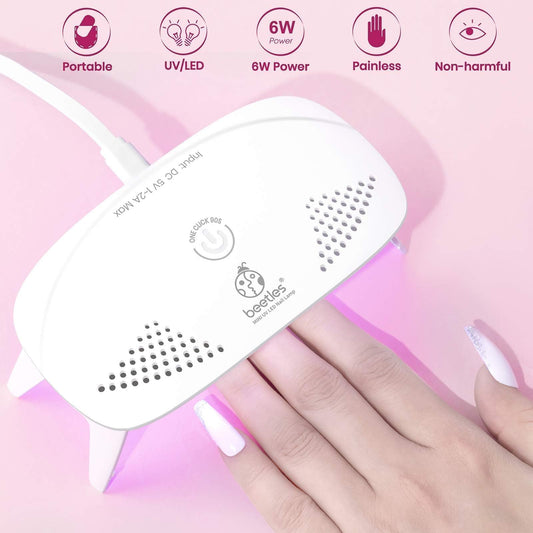 Beetles portable nail lamp with USB power for easy setup at home or salon.