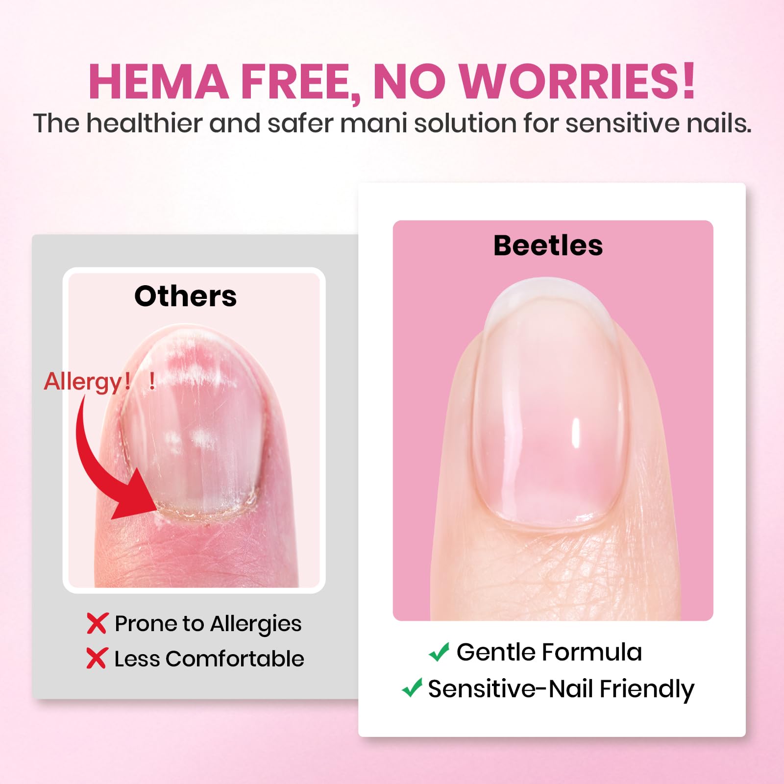 Beetles press-on nails application demo showing easy, mess-free fitting.