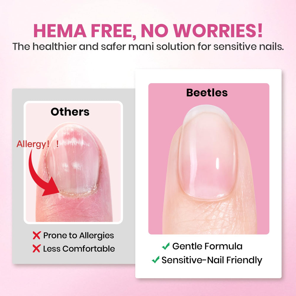 Beetles press-on nails application demo showing easy, mess-free fitting.