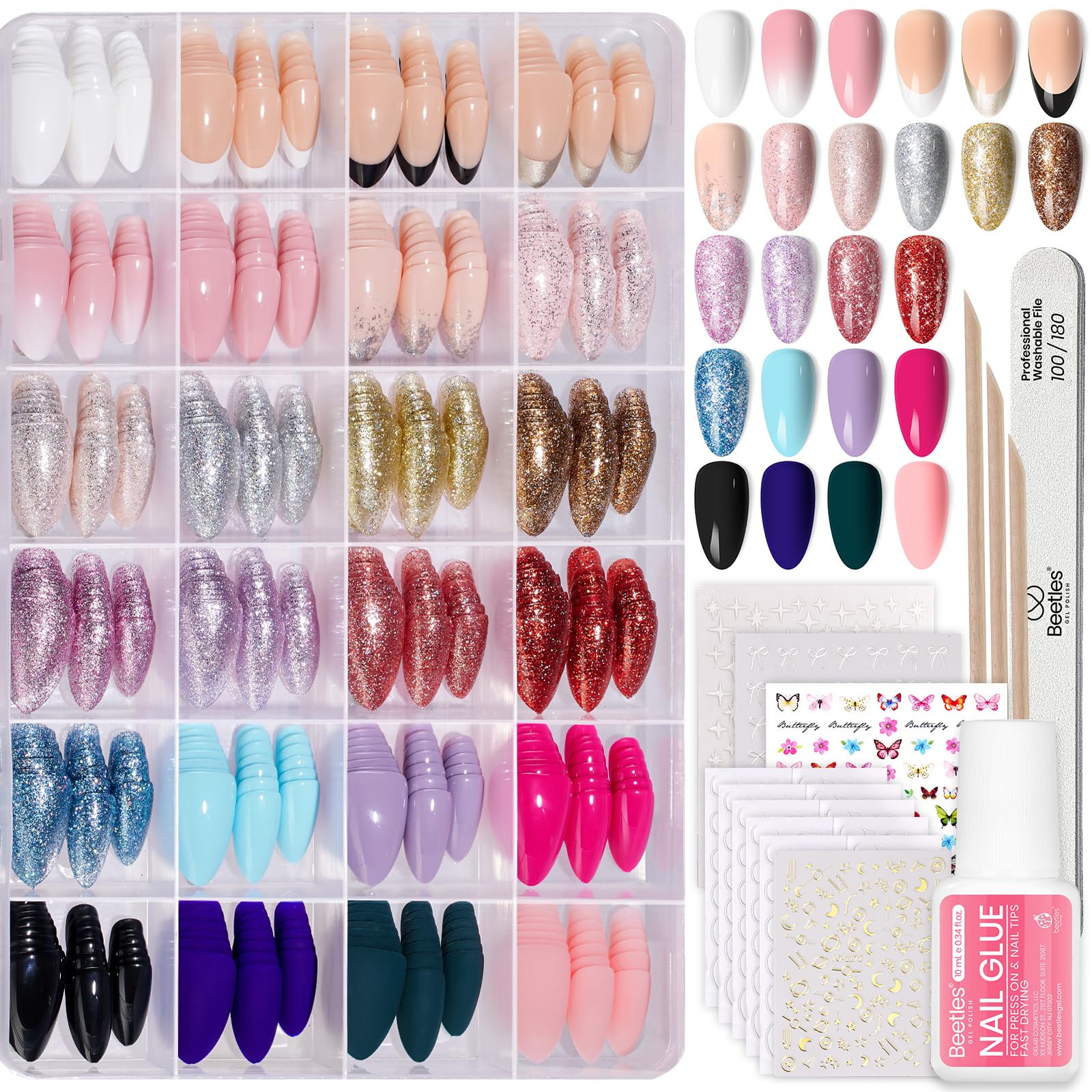 Beetles Press On Nails kit contents for versatile at-home manicures