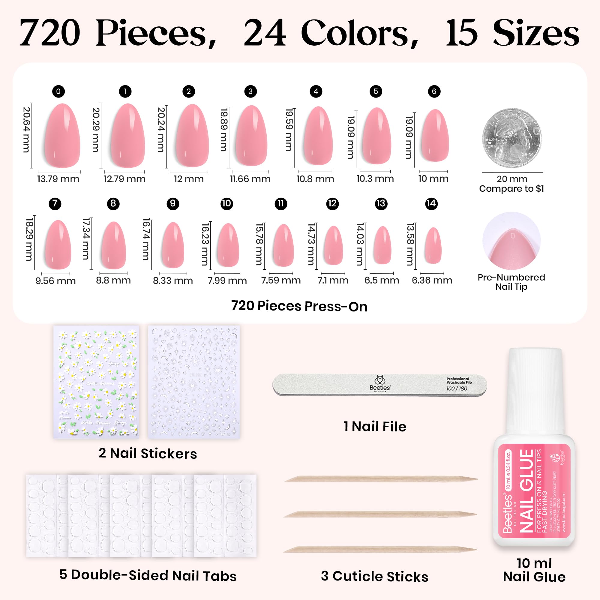 Beetles Press On Nails Kit nail tabs stickers for easy, mess-free application