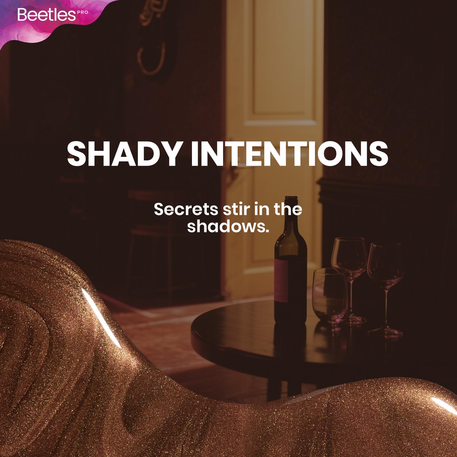 Salon-ready finish with Beetles Pro dark brown shimmer polish.