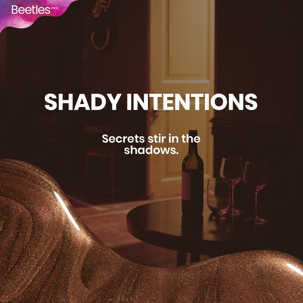 Salon-ready finish with Beetles Pro dark brown shimmer polish.