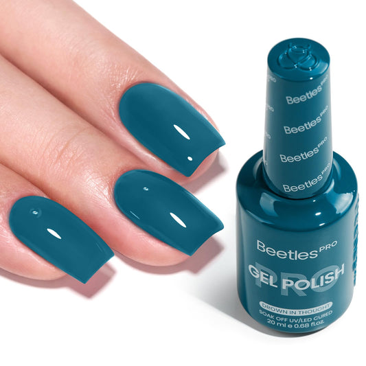 Beetles Pro Drown in Thought gel polish bottle poured for flawless coverage.