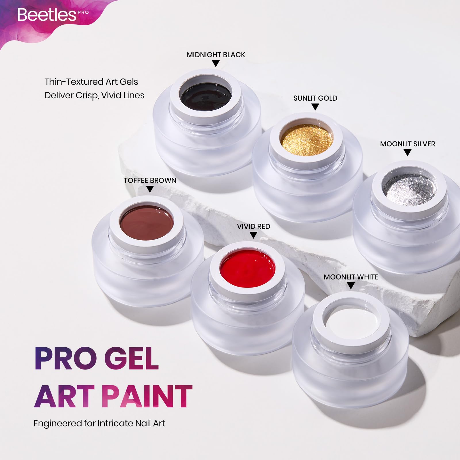 Beetles PRO Gel Polish Kit Urban Solitude matte top coat creates modern, velvety finishes.