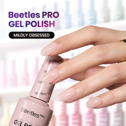 Beetles Pro Jelly Nude Mildly Obsessed swatch on nail for full coverage