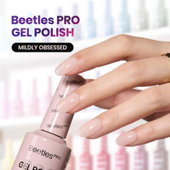 Beetles Pro Jelly Nude Mildly Obsessed swatch on nail for full coverage