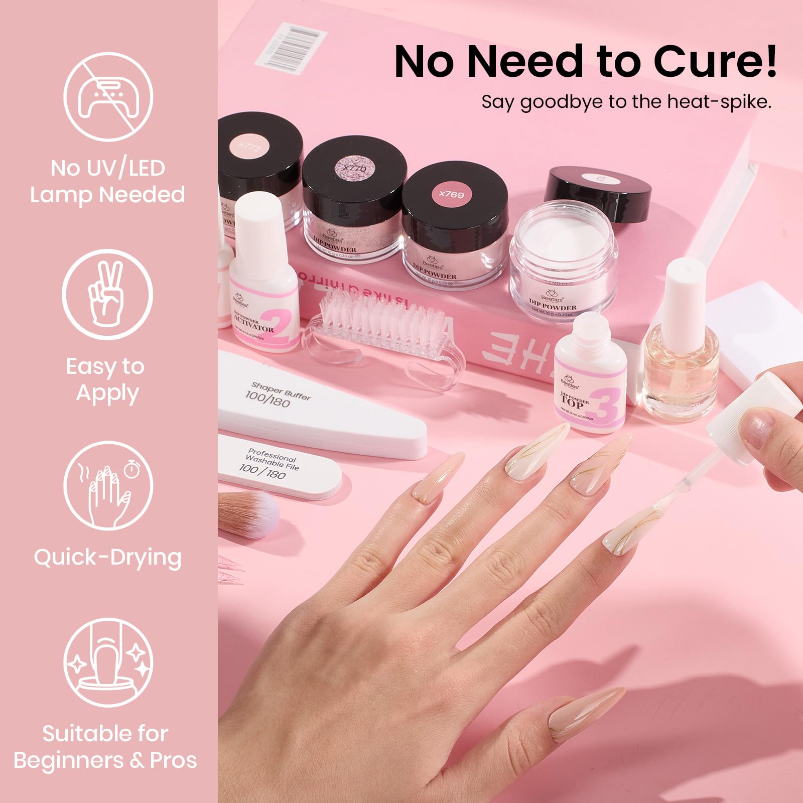 Beetles Professional Nail Tool Set includes files and brushes for clean prep.