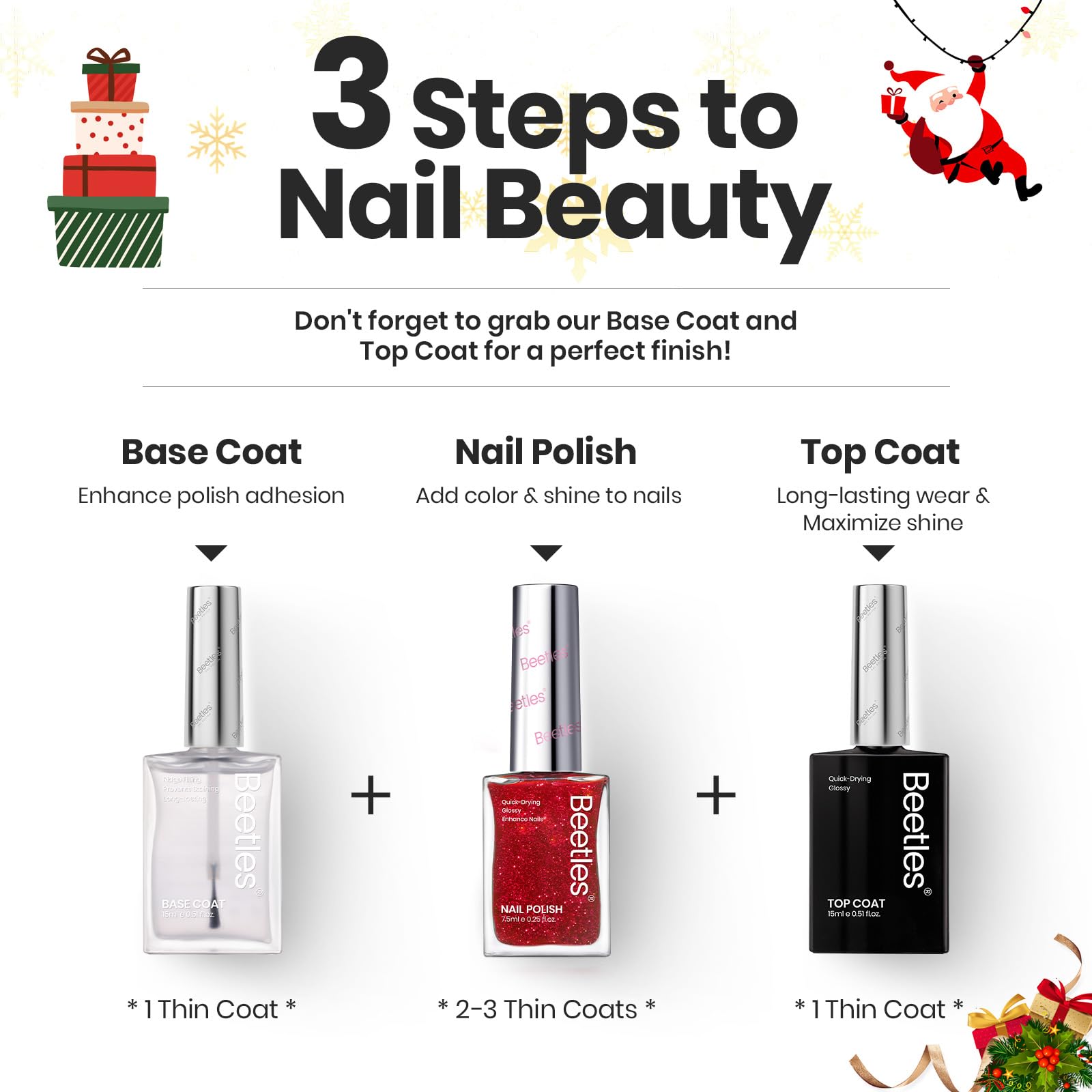 Beetles Gel Polish festive nails look for holidays and special occasions.