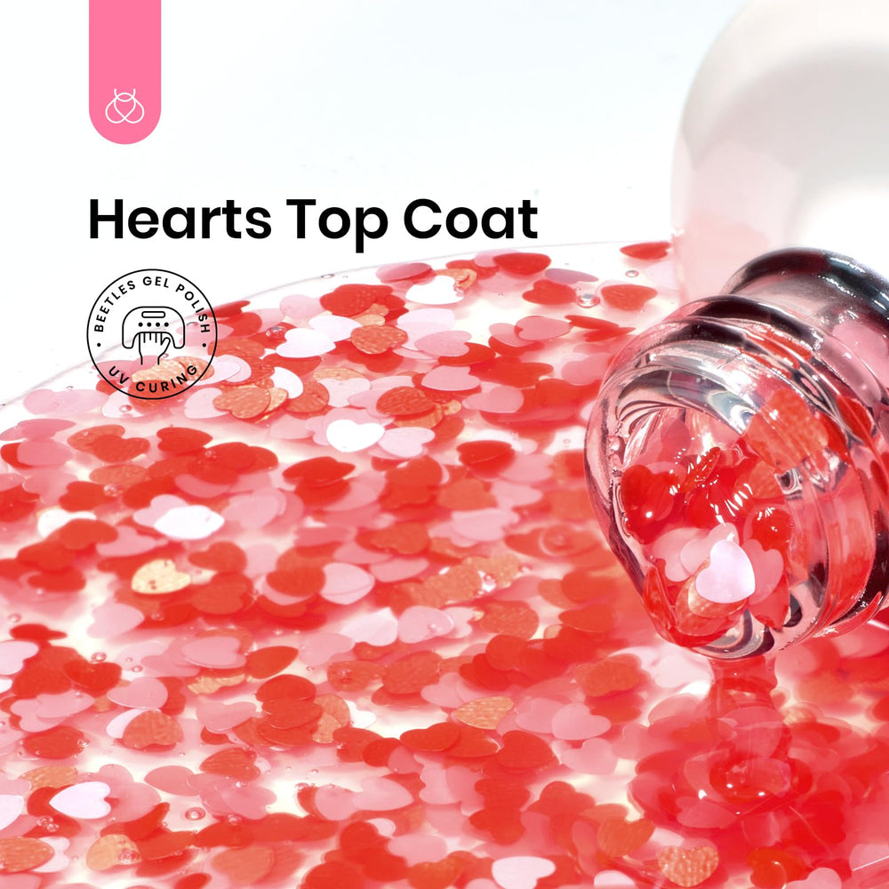 Beetles romantic heart glitter top coat adds sparkling accents for festive nails