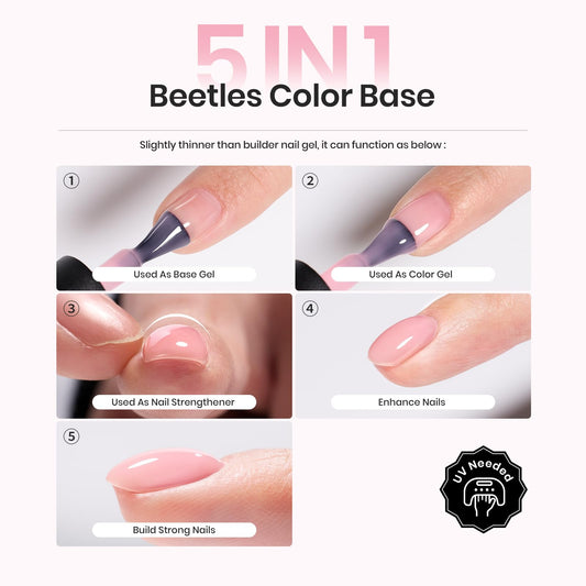 Beetles Rubber Base Gel self-leveling formula demonstrates smooth application for beginners.