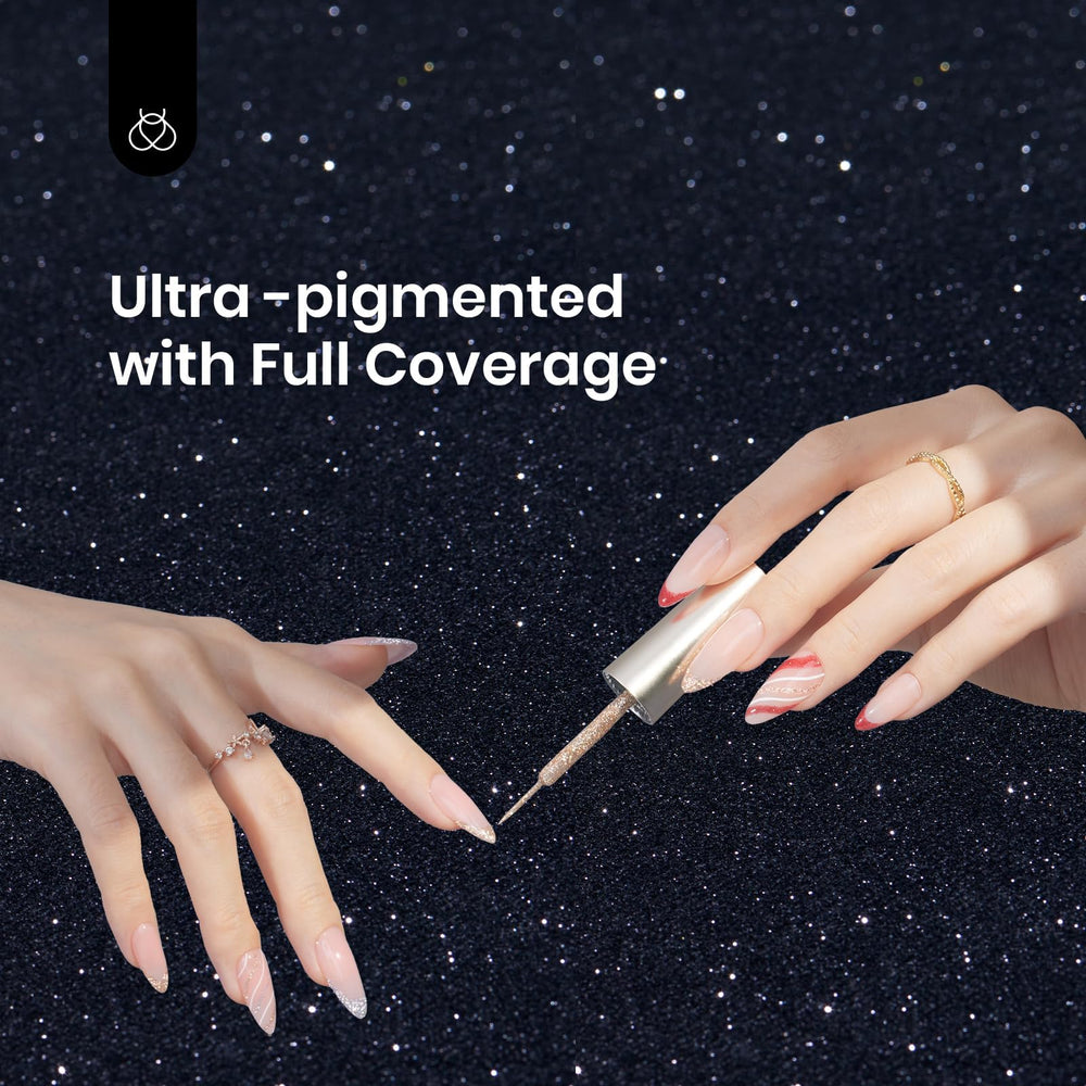 Beetles Metallic Gel Liner glides smoothly for quick nail art.