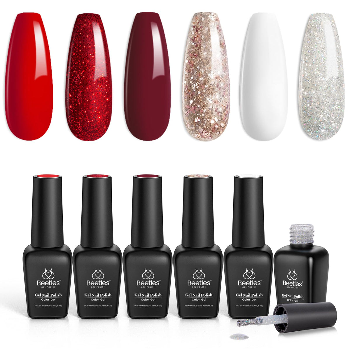 Beetles Snowlit Snow White polish bottle with sparkling finish, ideal for festive nails.