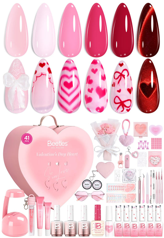 Beetles So In Love shades palette with six pink and red polishes