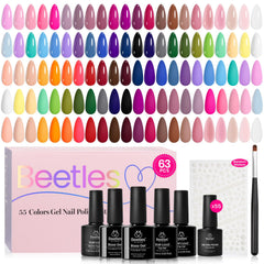 Beetles Spring Gel Nail Polish Set box with 55 colors for at-home manicures.